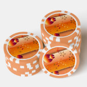 Pokerfiches met oranje abstract ontwerp poker chips (Opstapeling)