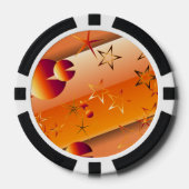 Pokerfiches met oranje abstract ontwerp poker chips (Voorkant)