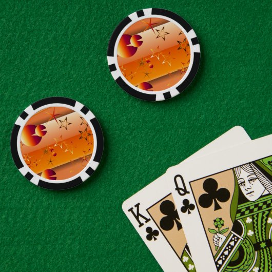 Pokerfiches met oranje abstract ontwerp poker chips (Pokertafel (Dubbel))