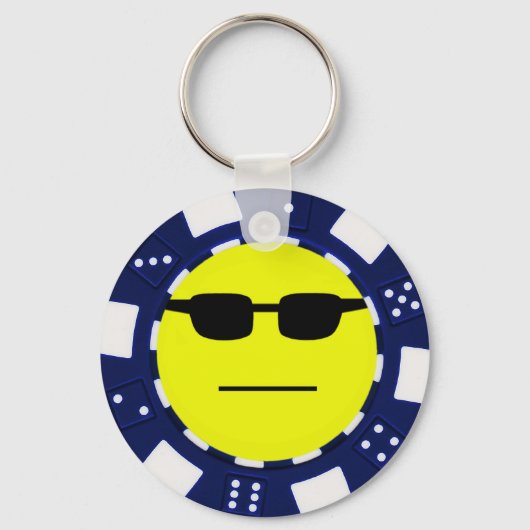 pokergezichtblauw sleutelhanger (Voorkant)