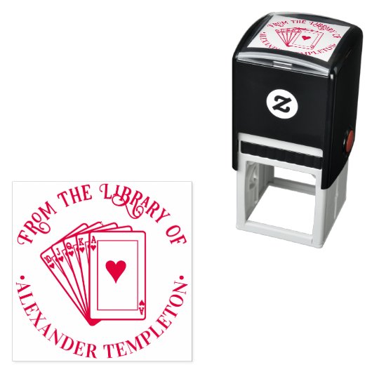 Pokerhand Harten Royal Flush Bibliotheek Boeknaam Zelfinktende Stempel (In situ)