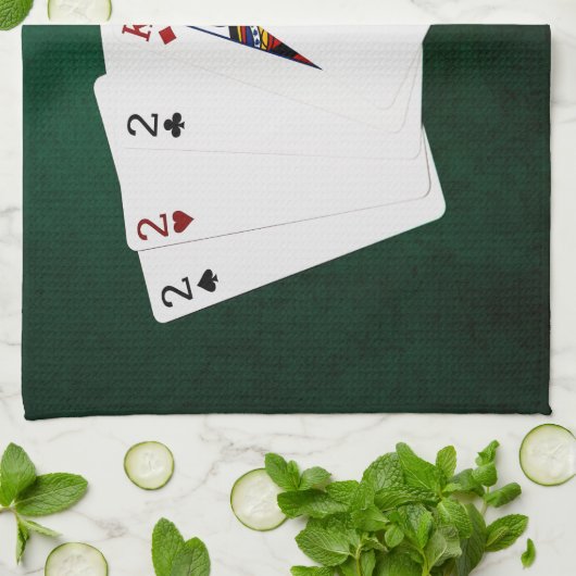 Pokerhanden - drie van een soort - twee theedoek (Gevouwen)