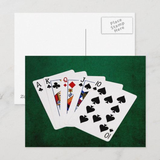 Pokerhanden - recht - Ace to Ten Briefkaart (Voorkant / Achterkant)