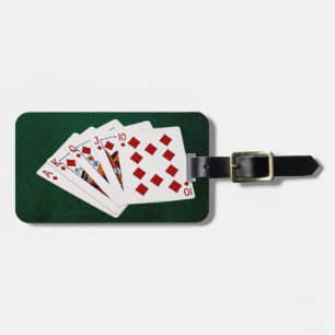 Pokerhanden - Royal Flush - Diamanten Bagagelabel