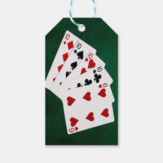 Pokerhanden - vier van een soort - tienen en zes cadeaulabel (Voorkant)