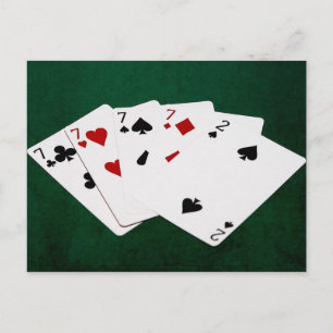 Pokerhanden - vier van een soort - zeven en twee briefkaart