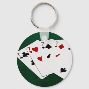 Pokerhanden - vier van een soort - zeven en twee sleutelhanger