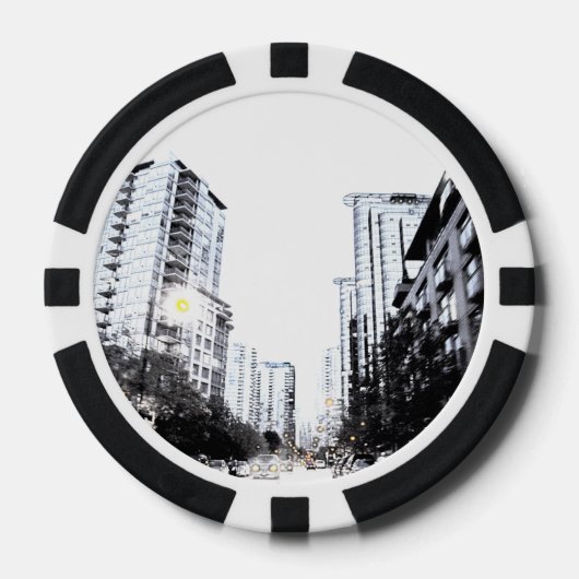 Pokerject, foto van de stad 's nachts pokerchips (Voorkant)