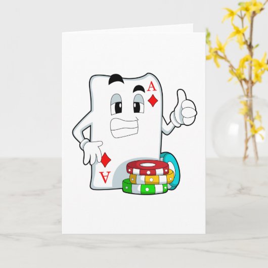 Pokerkaart met pokerchips kaart (Gele Bloem)