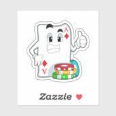 Pokerkaart met pokerchips sticker (Vel)