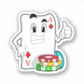 Pokerkaart met pokerchips sticker (Voorkant)