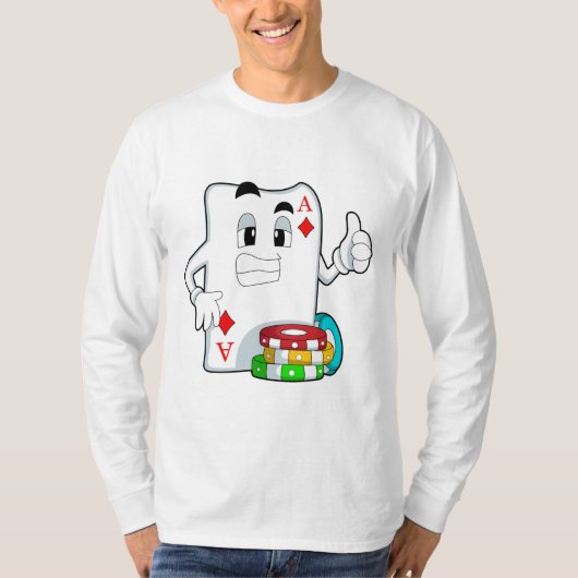 Pokerkaart met pokerchips t-shirt (Voorkant)