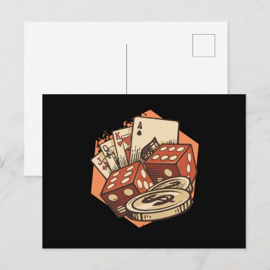 Pokerkaarten Chips Casino Gambling Cards Player Gi Briefkaart (Voorkant / Achterkant)