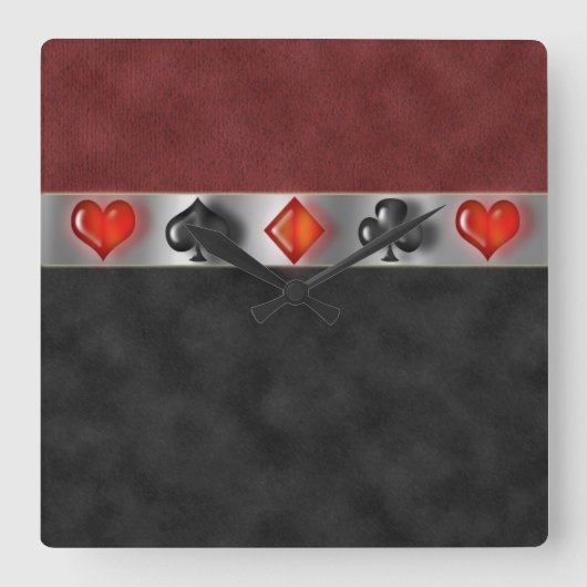 Pokerkaarten Suite Games Digital Black Suede Vierkante Klok (Voorkant)
