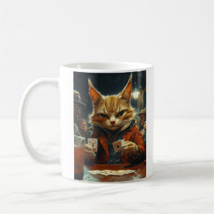 Pokerkat in de ondergrondse gokkatachtige koffiemok