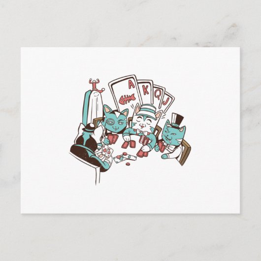 Pokerkatten Briefkaart (Voorkant)