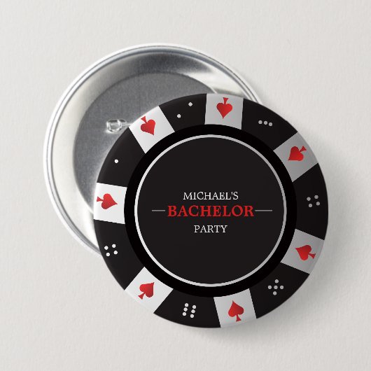 Pokernacht vrijgezellenfeest Las Vegas Casino Ronde Button 7,6 Cm (Voorkant /achterkant)