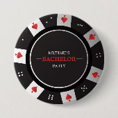 Pokernacht vrijgezellenfeest Las Vegas Casino Ronde Button 7,6 Cm (Voorkant)