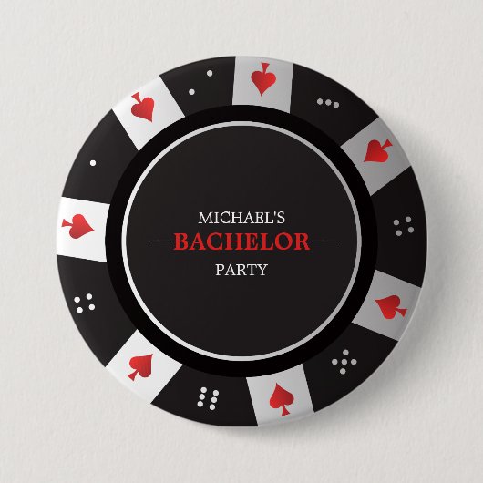 Pokernacht vrijgezellenfeest Las Vegas Casino Ronde Button 7,6 Cm (Voorkant)