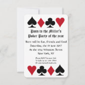 Pokerpartij-uitnodiging met handmatige rangschikki kaart (Voorkant)