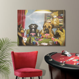 Pokerspeelhonden Canvas Afdruk