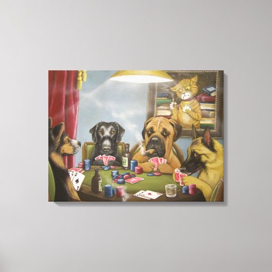 Pokerspeelhonden Canvas Afdruk (Voorkant)