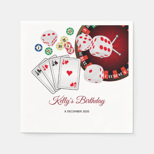 Pokerspeelkaart, casino, Cocktail Paper Napkins Servet (Voorkant)