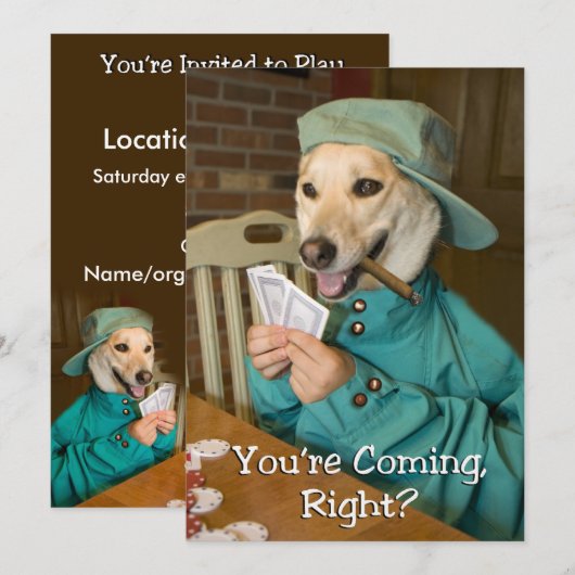 Pokerspel-uitnodiging (Dog) Kaart (Voorkant / Achterkant)
