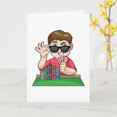 Pokerspeler bij Poker met Zonnebril Kaart (Gele Bloem)