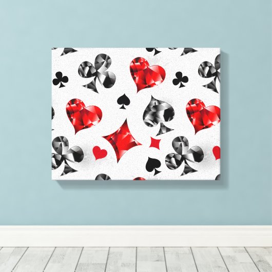Pokerspeler Gokker Speelkaart Kleuren Las Vegas Canvas Afdruk (Insitu (Houten vloer))