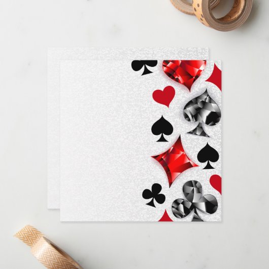 Pokerspeler Gokker Speelkaart Kleuren Las Vegas Notitiekaartje (Voorkant / Achterkant in situ)