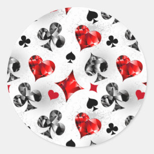 Pokerspeler Gokker Speelkaart Kleuren Las Vegas Ronde Sticker