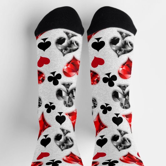 Pokerspeler Gokker Speelkaart Kleuren Las Vegas Sokken (Top)