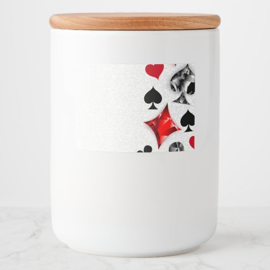 Pokerspeler Gokker Speelkaart Kleuren Las Vegas Voedselcontainer Etiket (Voorkant)