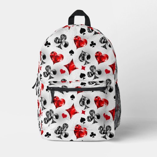 Pokerspeler Gokker Speelkaarten Kleuren Las Vegas Bedrukte Rugzak (Voorkant)