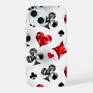 Pokerspeler Gokker Speelkaarten Kleuren Las Vegas iPhone 15 Case