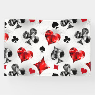 Pokerspeler Gokker Speelkaarten Kleuren Las Vegas Spandoek