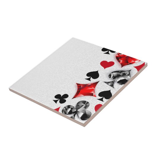 Pokerspeler Gokker Speelkaarten Kleuren Las Vegas Tegeltje (Zijkant)
