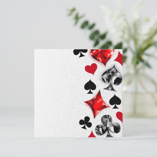 Pokerspeler Gokker Speelkaartsymbolen Las Vegas Advieskaart (Staand voorkant)