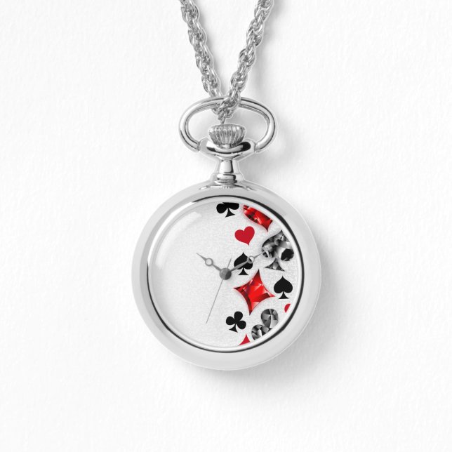 Pokerspeler Gokker Speelkaartsymbolen Las Vegas Horloge (Voorkant)
