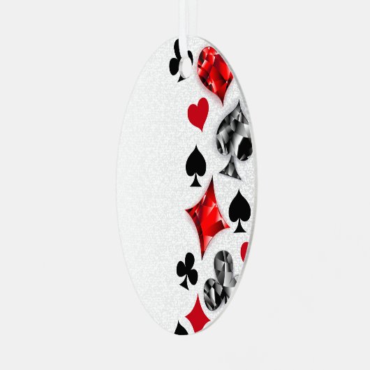 Pokerspeler Gokker Speelkaartsymbolen Las Vegas Metalen Ornament (Voorkant links)