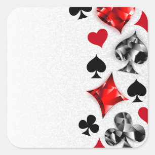 Pokerspeler Gokker Speelkaartsymbolen Las Vegas Vierkante Sticker