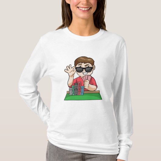 Pokerspeler in Poker met zonnebril T-shirt (Voorkant)