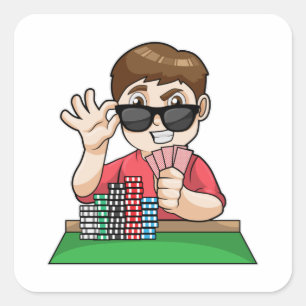 Pokerspeler in Poker met zonnebril Vierkante Sticker