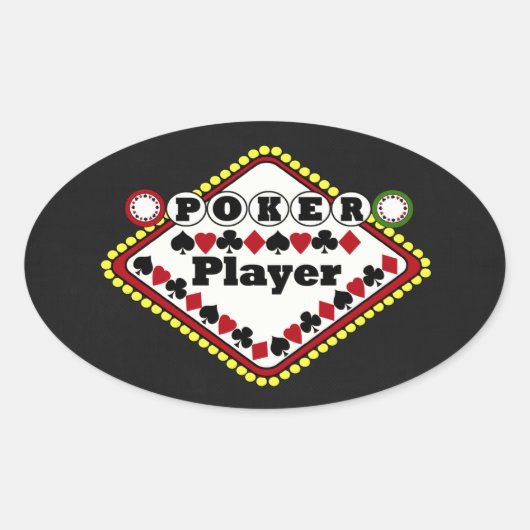 Pokerspeler Ovale Sticker (Voorkant)