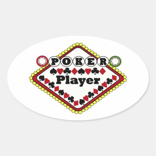 Pokerspeler Ovale Sticker (Voorkant)