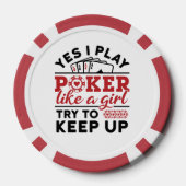 Pokerspeler Vrouwen spelen poker als een meisje Poker Chips (Achterkant)