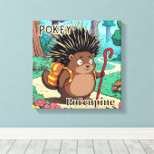 Pokey Porcupine  | Cute Cartoon Kid's Nursery Art Canvas Afdruk (Insitu (Houten vloer))