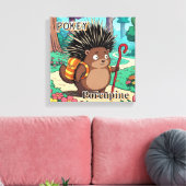 Pokey Porcupine  | Cute Cartoon Kid's Nursery Art Canvas Afdruk (Insitu (Woonkamer))