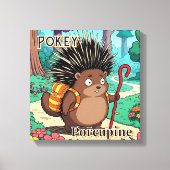 Pokey Porcupine  | Cute Cartoon Kid's Nursery Art Canvas Afdruk (Voorkant)